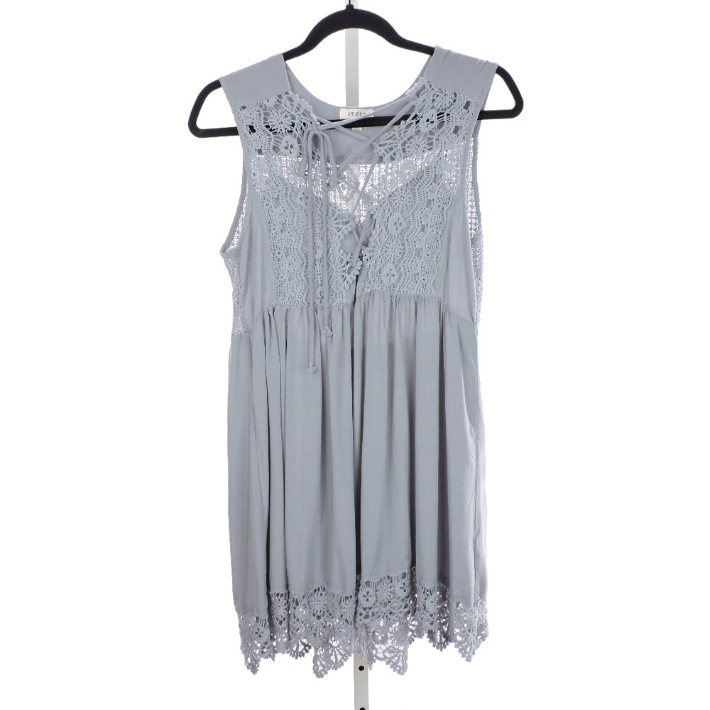 UMGEE Boho Swing Crochet Gray Dress Small